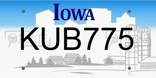 KUB775 Iowa License Plate