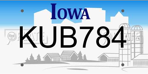 KUB784 Iowa License Plate
