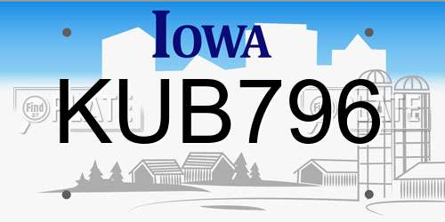 KUB796 Iowa License Plate