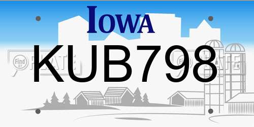 KUB798 Iowa License Plate