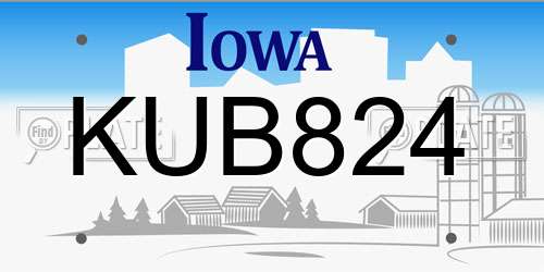KUB824 Iowa License Plate