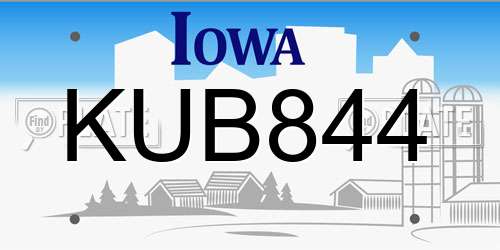 KUB844 Iowa License Plate