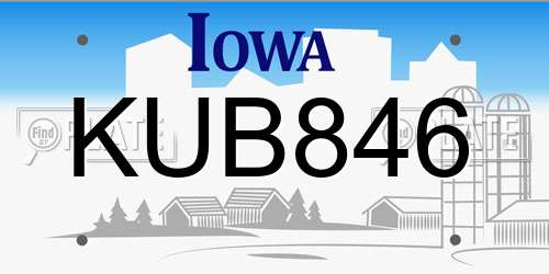 KUB846 Iowa License Plate