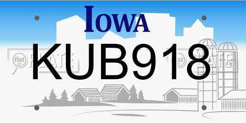 KUB918 Iowa License Plate