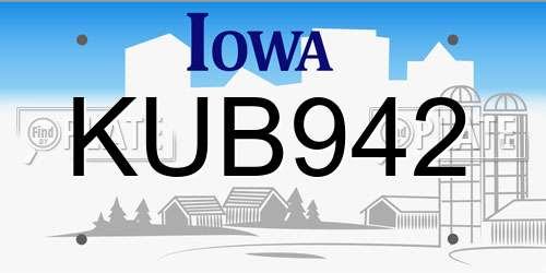 KUB942 Iowa License Plate
