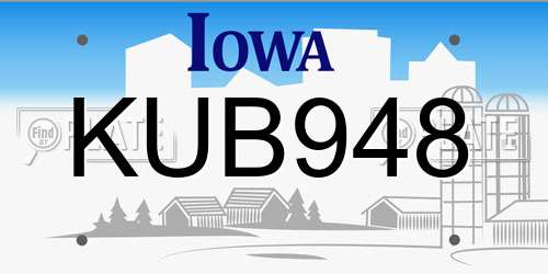 KUB948 Iowa License Plate