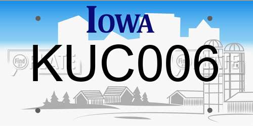 KUC006 Iowa License Plate