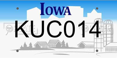 KUC014 Iowa License Plate