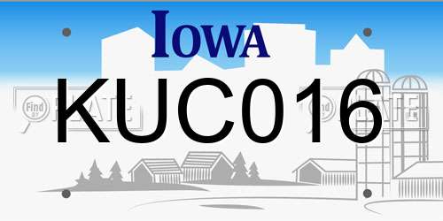 KUC016 Iowa License Plate
