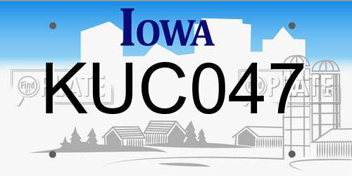 KUC047 Iowa License Plate