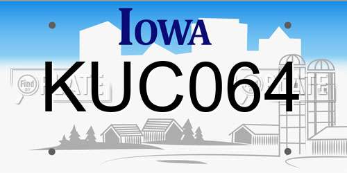 KUC064 Iowa License Plate