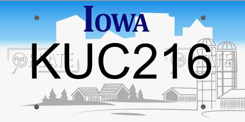 KUC216 Iowa License Plate