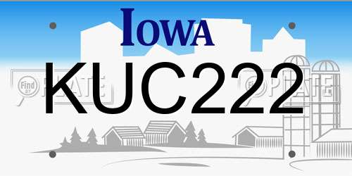 KUC222 Iowa License Plate