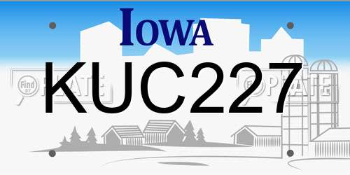 KUC227 Iowa License Plate
