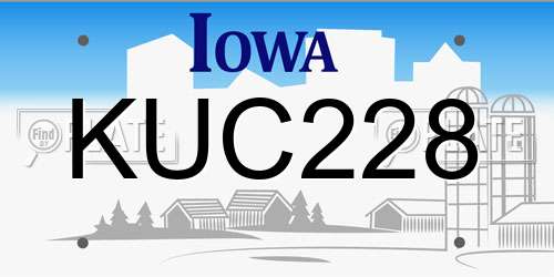 KUC228 Iowa License Plate