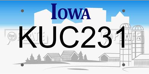 KUC231 Iowa License Plate