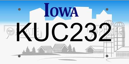 KUC232 Iowa License Plate