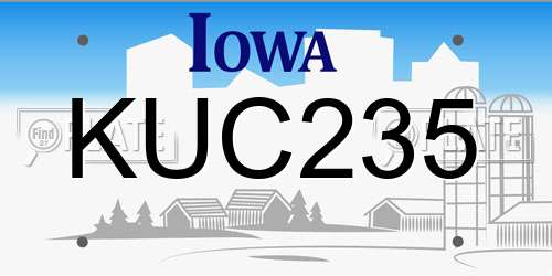 KUC235 Iowa License Plate