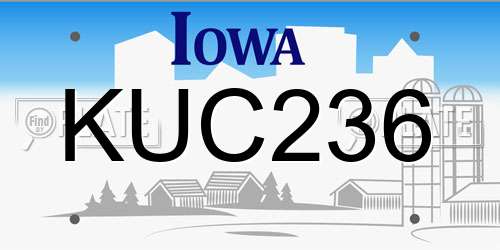 KUC236 Iowa License Plate