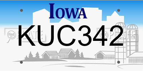 KUC342 Iowa License Plate