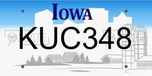 KUC348 Iowa License Plate
