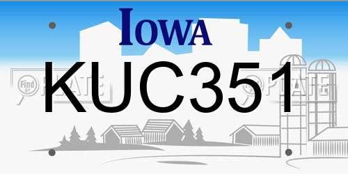 KUC351 Iowa License Plate