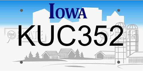 KUC352 Iowa License Plate