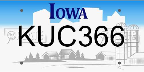 KUC366 Iowa License Plate