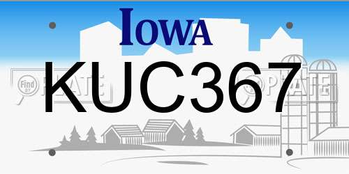 KUC367 Iowa License Plate