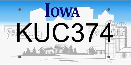 KUC374 Iowa License Plate