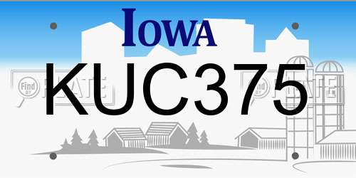 KUC375 Iowa License Plate