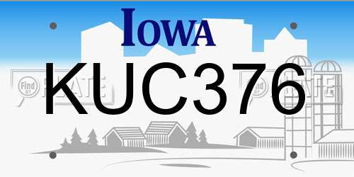 KUC376 Iowa License Plate