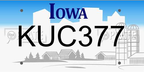 KUC377 Iowa License Plate