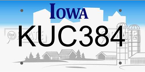 KUC384 Iowa License Plate