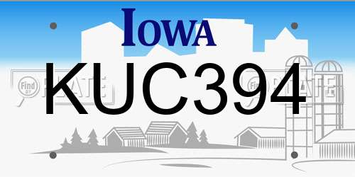 KUC394 Iowa License Plate