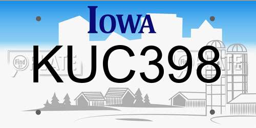 KUC398 Iowa License Plate