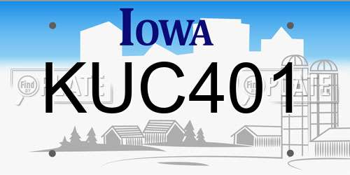 KUC401 Iowa License Plate