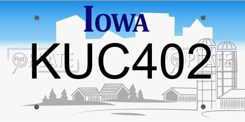 KUC402 Iowa License Plate