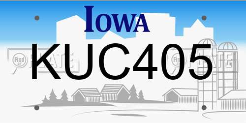 KUC405 Iowa License Plate