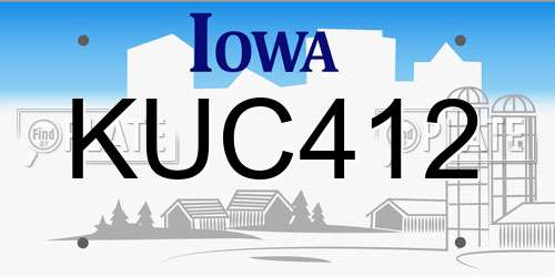 KUC412 Iowa License Plate