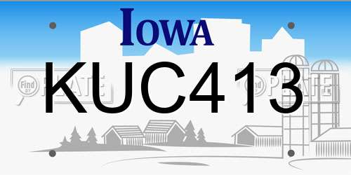 KUC413 Iowa License Plate