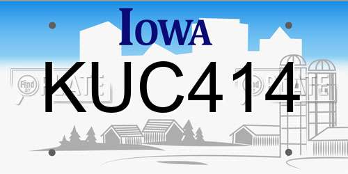 KUC414 Iowa License Plate