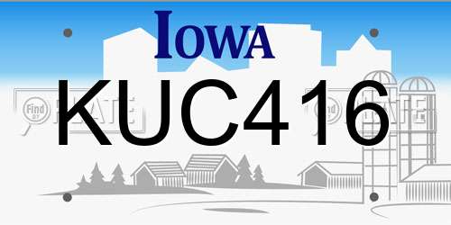 KUC416 Iowa License Plate