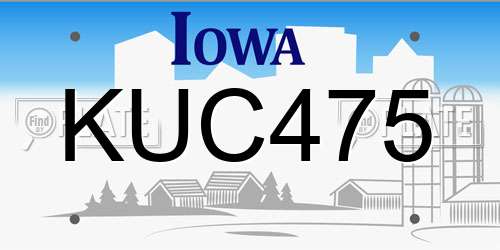 KUC475 Iowa License Plate