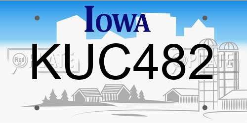 KUC482 Iowa License Plate