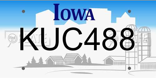 KUC488 Iowa License Plate