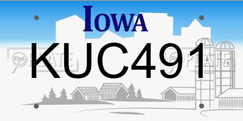 KUC491 Iowa License Plate