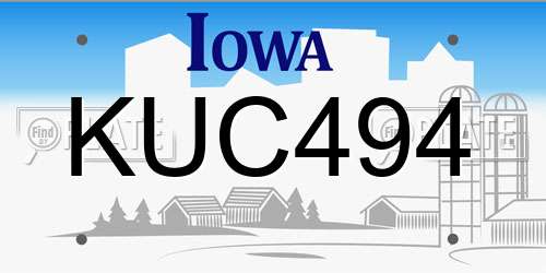 KUC494 Iowa License Plate