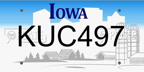 KUC497 Iowa License Plate