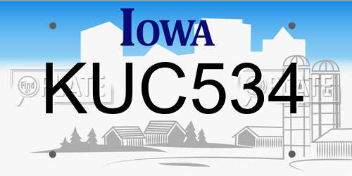 KUC534 Iowa License Plate